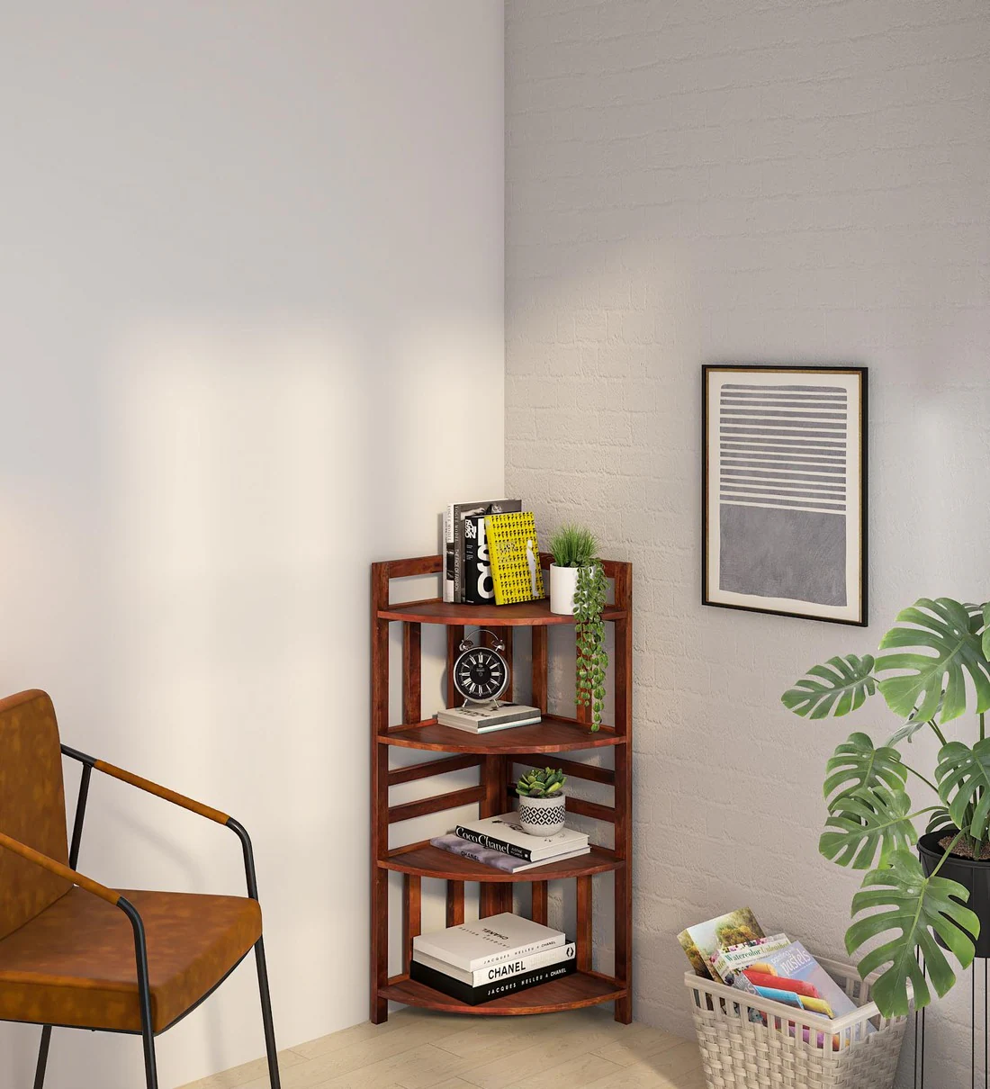 Classic Sheesham Wooden Bookcase with Solid Back Panel and Sturdy Frame