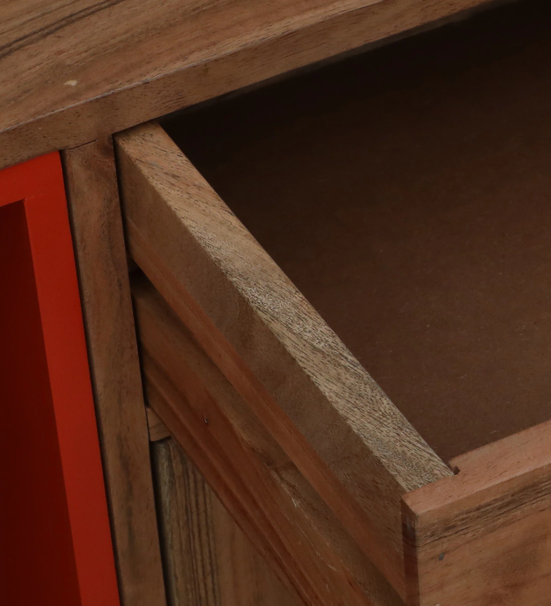 Rustic Teak Sideboard with Carved Panels and Wide Storage Compartments1 Darwer - Image 9