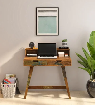 Compact Study Table for Laptop and Writing with Wooden Finish