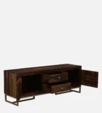 Wide TV Stand with Carved Drawers in Sheesham Wood Finish - Image 5
