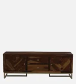Wide TV Stand with Carved Drawers in Sheesham Wood Finish - Image 8