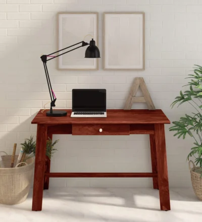 Functional Study Table with Integrated Bookshelf and Cable Access Hole