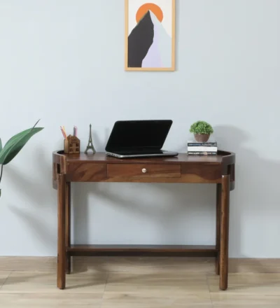 Sturdy Study Table with Wide Top and Built-In Book Storage Rack