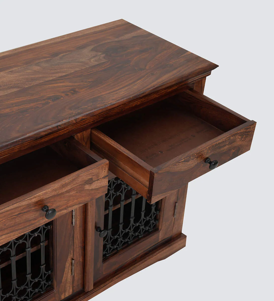 Solid Wooden Sideboard with Open Display and Storage Drawer Compartments - Image 9