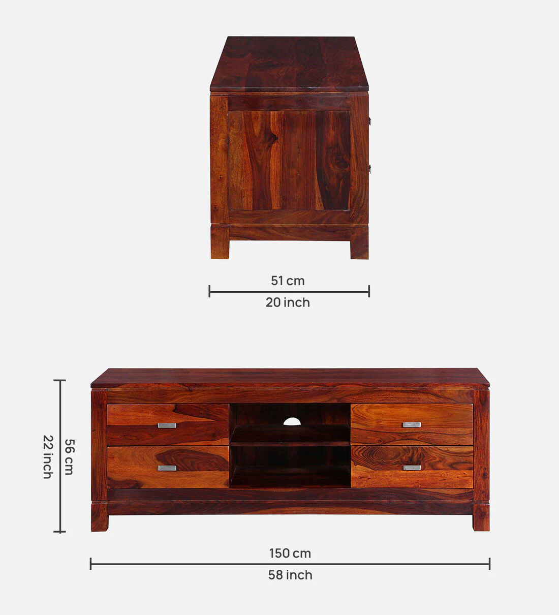 Corner TV Stand with Solid Wood Construction and Decorative Drawer Fronts - Image 3