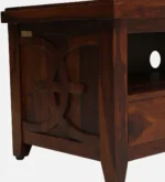TV Console with Drawer and Cabinet in Polished Sheesham Wood - Image 9