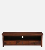 TV Console with Drawer and Cabinet in Polished Sheesham Wood - Image 7