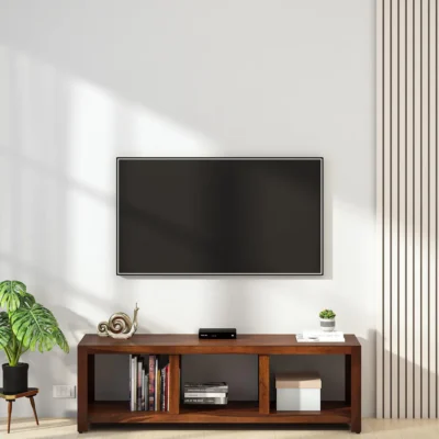 Living Room TV Cabinet in Sheesham with Dual Storage Options