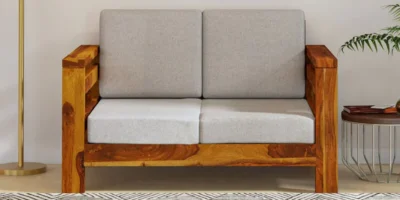 Designer Sheesham Wood Sofa with Stylish Armrests and Cushion Seating Comfort