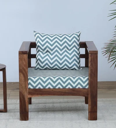 Wooden Accent Chair Sofa with Soft Cushion and Straight Backrest Support