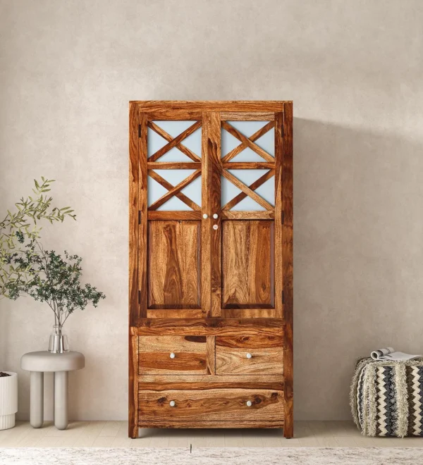 Wooden 2 Door Wardrobe with Drawers and Hanging Space By Classic Wood