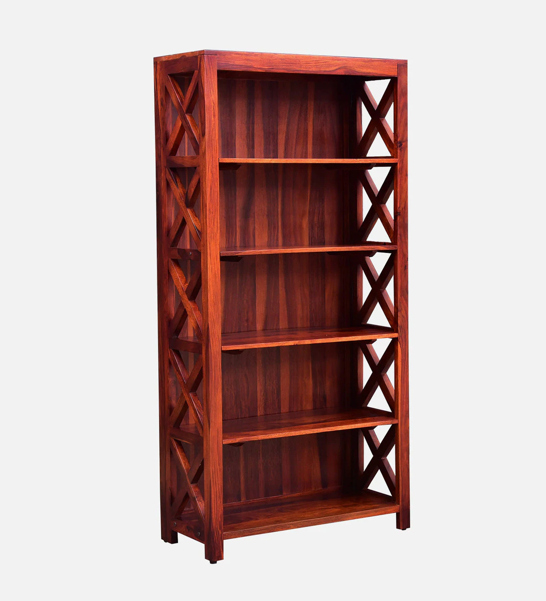 Wooden Bookshelf with Dual Purpose Storage and Multi-Sized Shelf Units - Image 4
