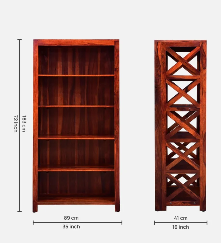 Wooden Bookshelf with Dual Purpose Storage and Multi-Sized Shelf Units - Image 3
