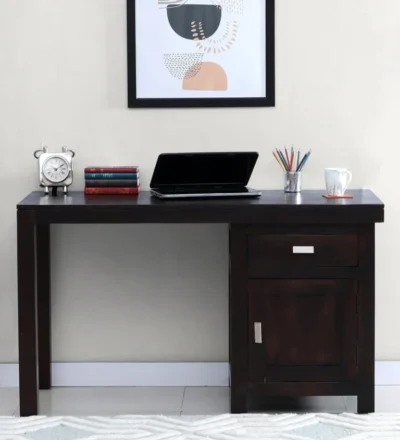Traditional Wooden Study Desk with Carved Legs and Pull-Out Drawer