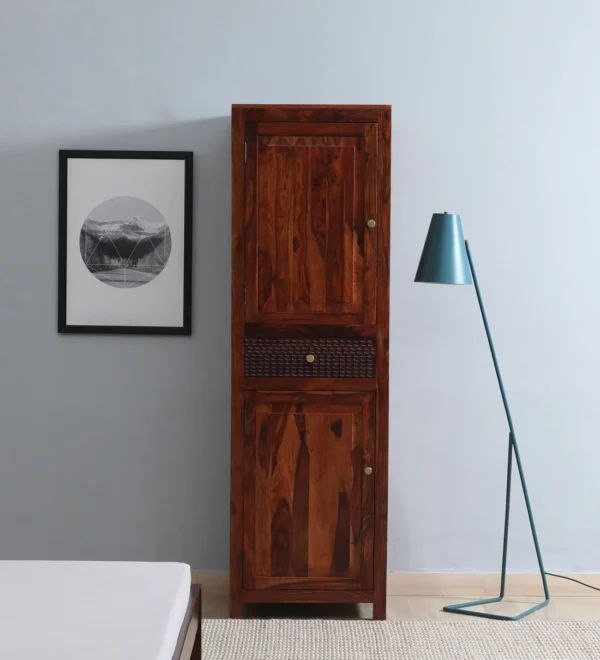 Handmade Sheesham Wardrobe with Carved Panels and Lock By Classic Wood