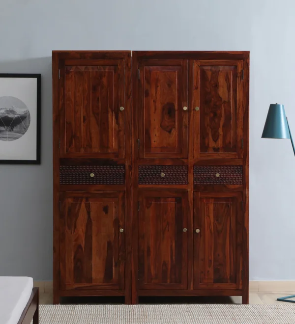 Modular Sheesham Wood Almirah with Storage and Shelf Units By Classic Wood