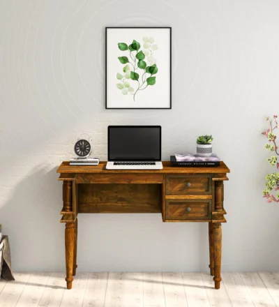 Sheesham Wood Writing Table with Compact Design and Built-In Drawer