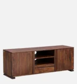 TV Unit with Drawers and Open Rack in Sheesham for Living Room - Image 6
