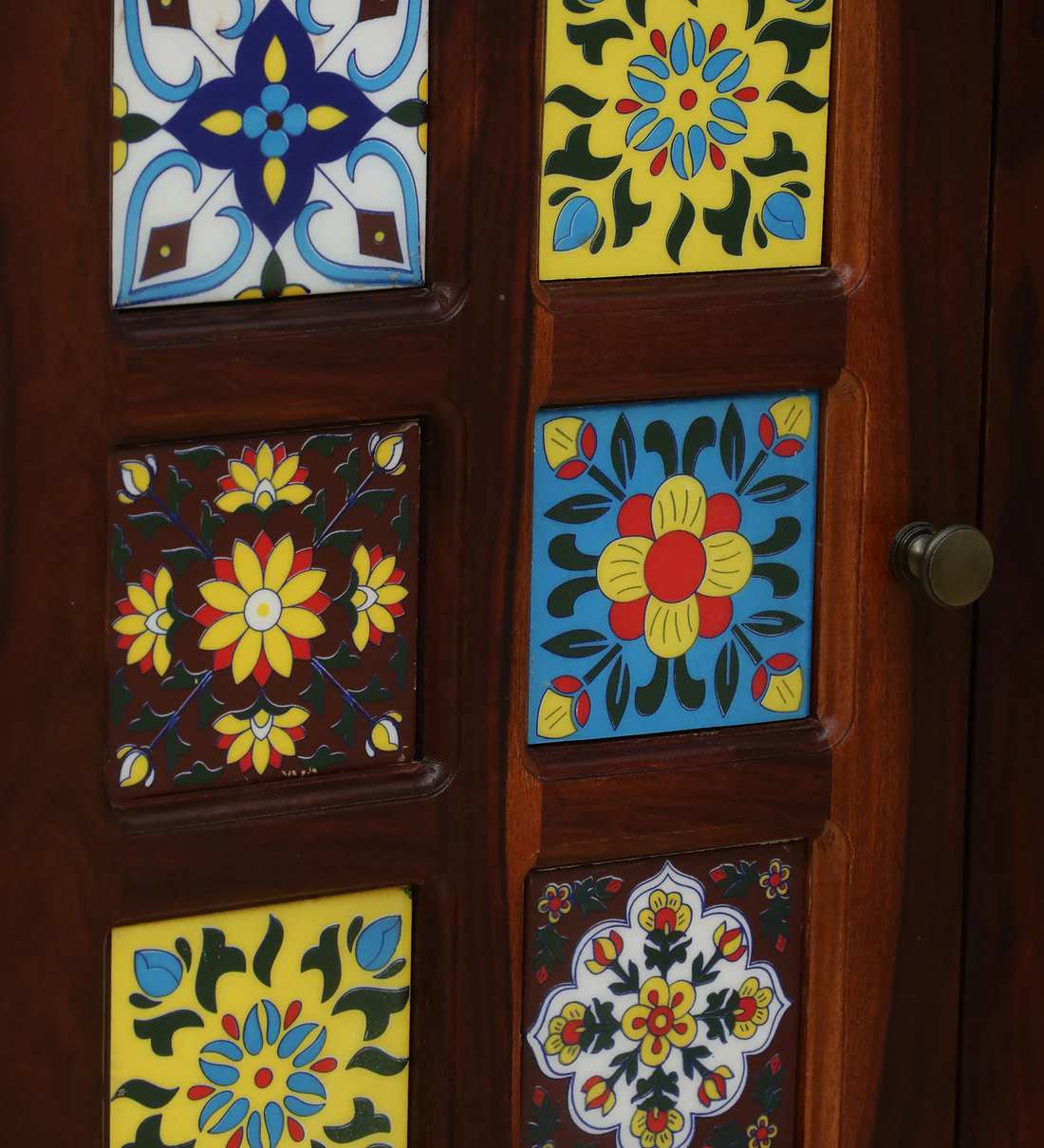 Rustic Sheesham Wood Wardrobe with Brass Handles and Drawers By Classic Wood - Image 10