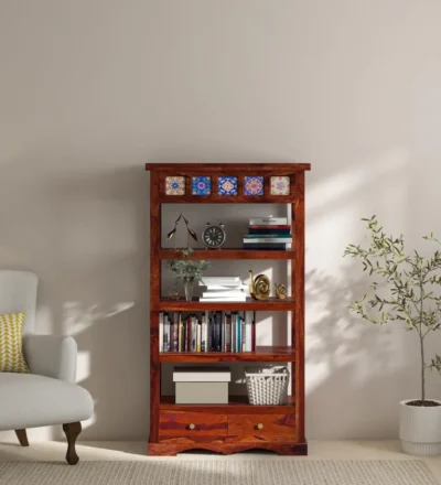 Modern Sheesham Bookshelf with Sleek Edges and Durable Construction