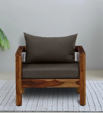 Classic Single Seater Sofa with Tufted Back and Durable Fabric Upholstery