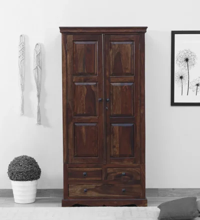 Modern Sheesham Wood Wardrobe with Storage Compartments By Classic Wood