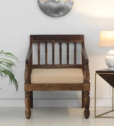 Modern Sheesham Wooden Sofa with Detachable Cushions and Strong Frame Support