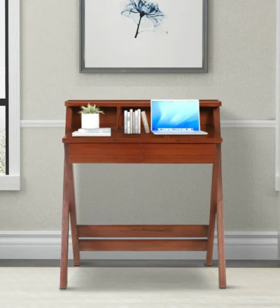 Modern Wooden Study Desk with Laptop Shelf and Storage Compartment