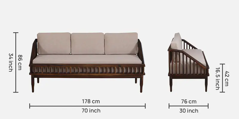 Velvet 3 Seater Sofa with Deep Seat and Designer Arms By Classic Wood - Image 3