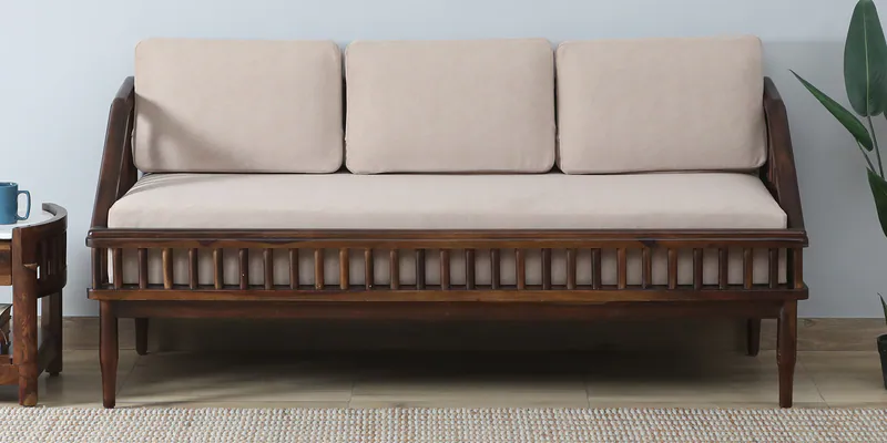 Velvet 3 Seater Sofa with Deep Seat and Designer Arms By Classic Wood