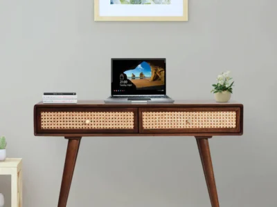 Compact Wooden Study Table with Storage Drawers for Laptop and Writing