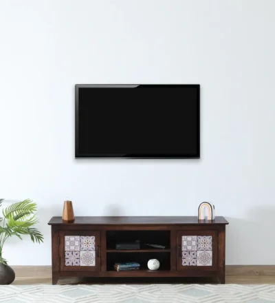 TV Entertainment Console in Sheesham with Modern Look and Metal Legs