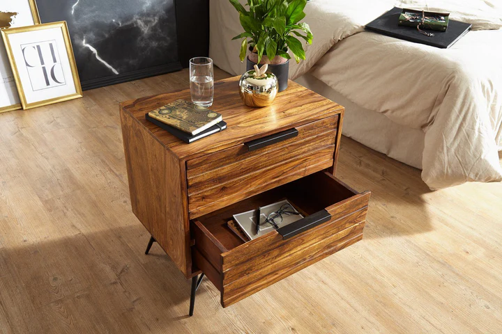 Classic Wood retro style bedside table made from solid wood