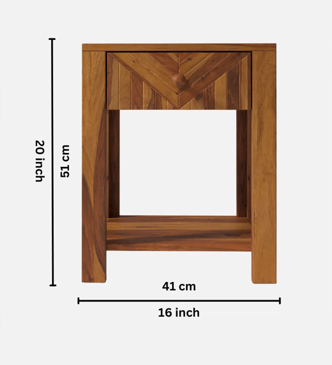 Sienna Bedside Table Sheesham Wood By Classic Wood - Image 3