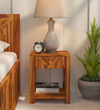 Sienna bedside table crafted from solid Sheesham wood by Classic Wood