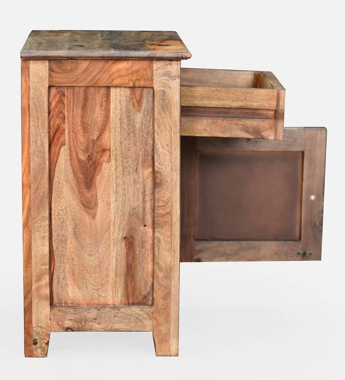 Leather Solid Wood Bedside Table By Classic Wood - Image 12