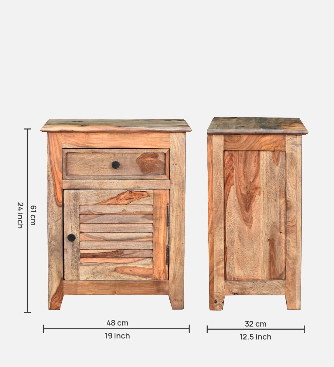 Leather Solid Wood Bedside Table By Classic Wood - Image 3