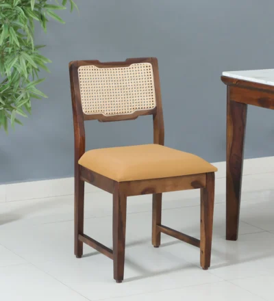 Modern wooden dining chair set of 2 with upholstered seat and comfortable backrest