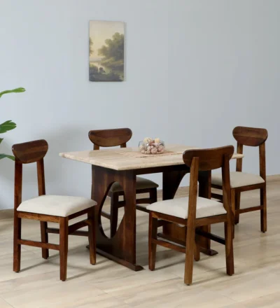 Functional rectangular dining set featuring storage space and high back seating.