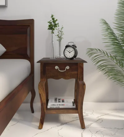 Sheesham wood bedside table with drawer Serenity design by Classic Wood