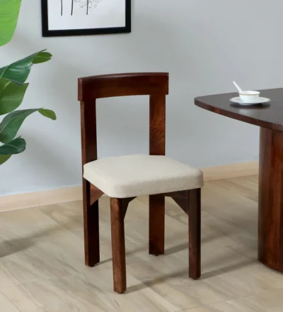 Handcrafted Wooden Dining Chair with Backrest and Sturdy Leg Design (Set of 2)