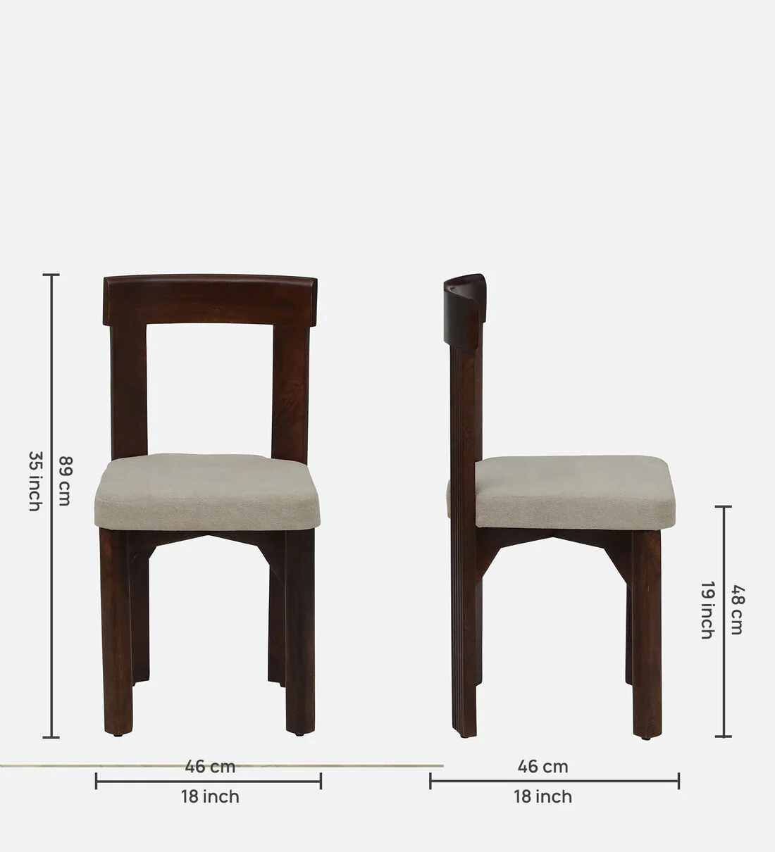 Handcrafted Wooden Dining Chair with Backrest and Sturdy Leg Design (Set of 2) - Image 3
