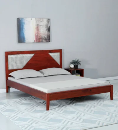 Luxury wooden bed featuring plush design and ultimate comfort