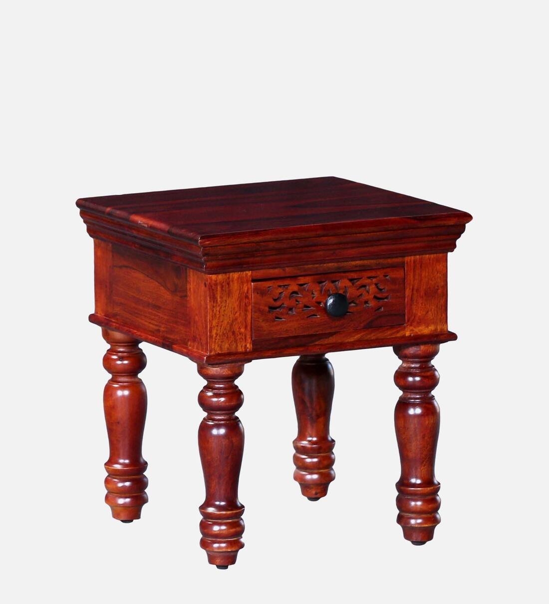 Sleek Sheesham Wood Bedside Table With Drawer By Classic Wood - Image 6