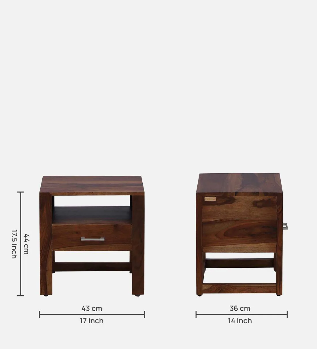 Practical Wooden Bedside Table with Easy Slide Drawer and Display Shelf - Image 3