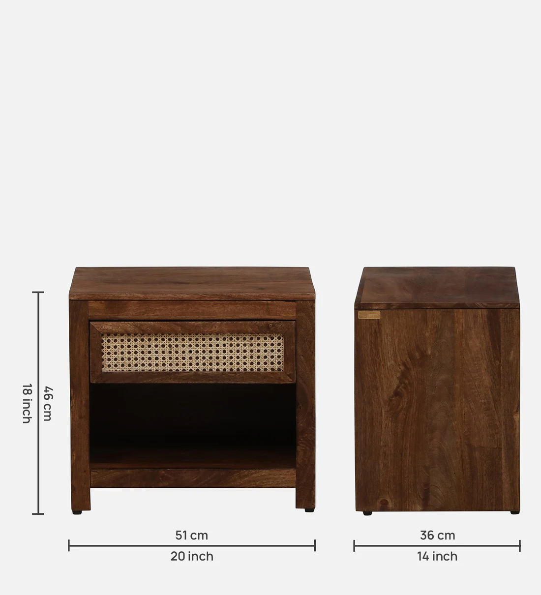 Woodwyn Bedside Table Sheesham Wood With Drawer By Classic Wood - Image 6