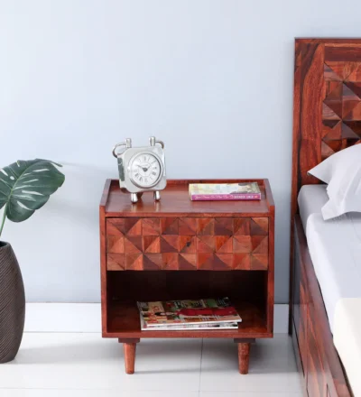 Sheesham wood bedside table with drawer Vasel design by Classic Wood