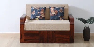 Comfortable sofa bed crafted for guest room use with foldable mattress, smooth easy-to-convert design, sturdy frame, and supportive cushioning.