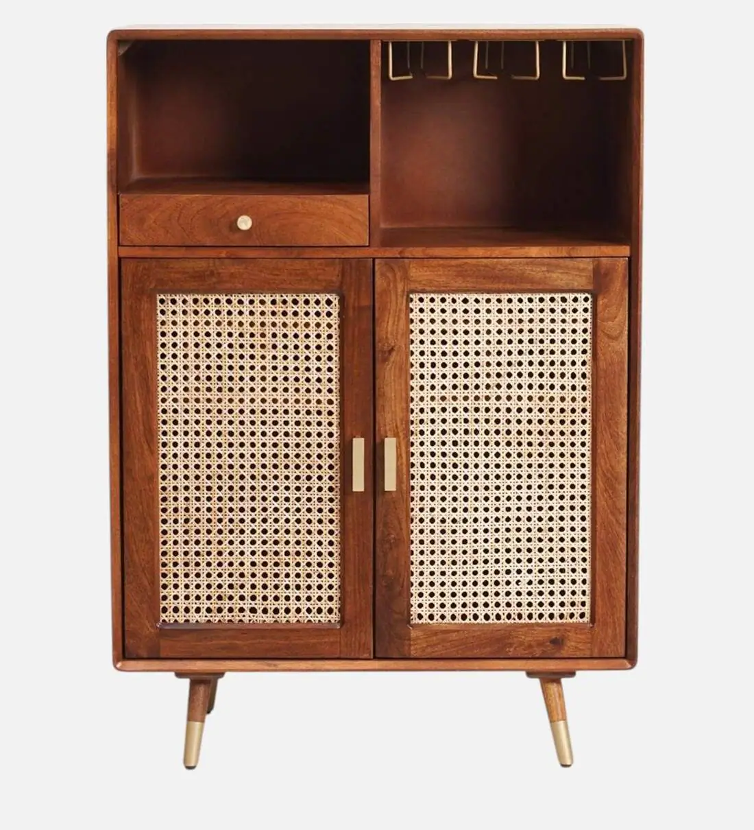 Wooden Bar Cabinet with Bottle Rack and Display Shelf By Classic Wood - Image 4