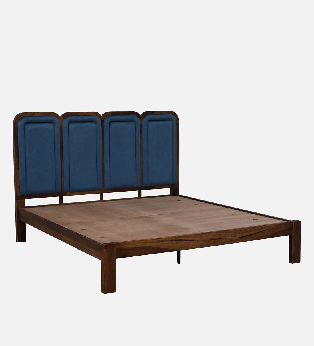 Wooden Bed with Tall Headboard and Smooth Polished Finish for Bedroom - Image 4